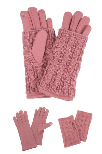 EAGL3540-3IN1 - CABLE KNIT GLOVES